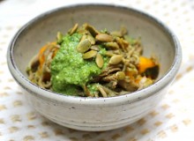 Soba Noodles with Mizuna Miso Pesto Recipe - Metropolis Japan