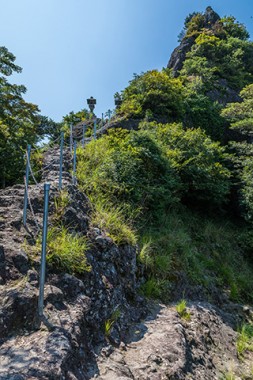 A steep climb to Itsutsuji Fudo on a craggy peak that looks out to the Inland Sea