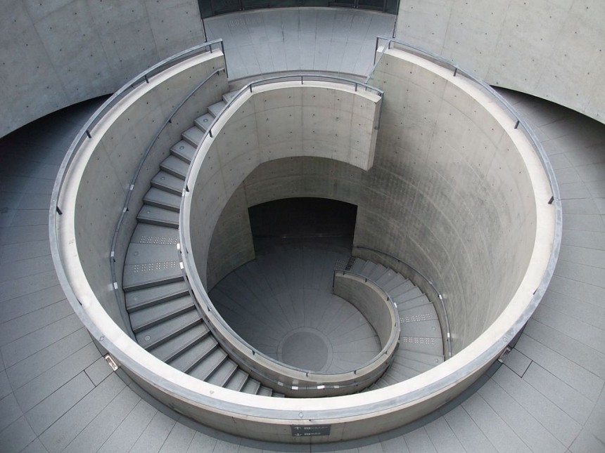 Art Relaxation Kobe Tadao Ando Hyogo Museum Spiral Staircase