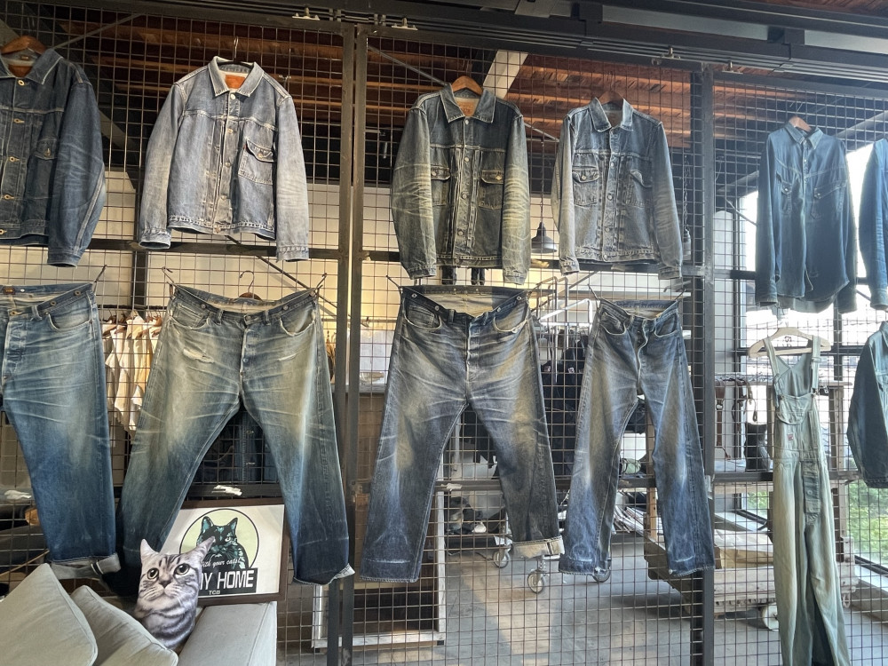 Japanese denim jeans on display at TCB store 