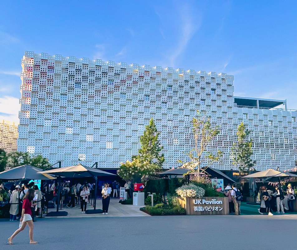 The exterior of the UK Pavilion at Expo 2025 in Japan