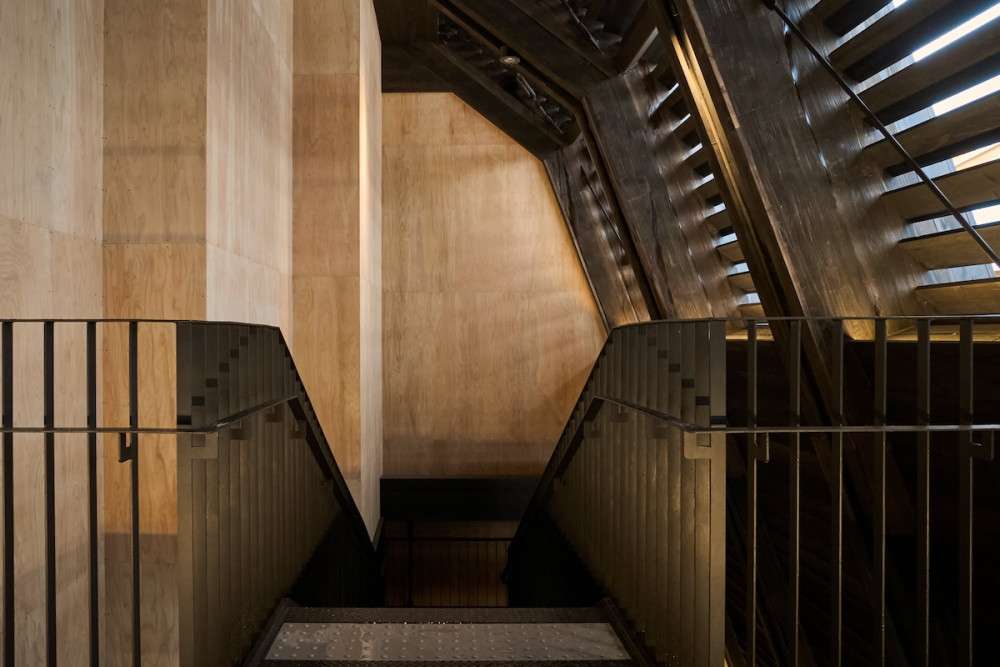 The wood-heavy interior of the Nordic Pavilion at Kansai Expo