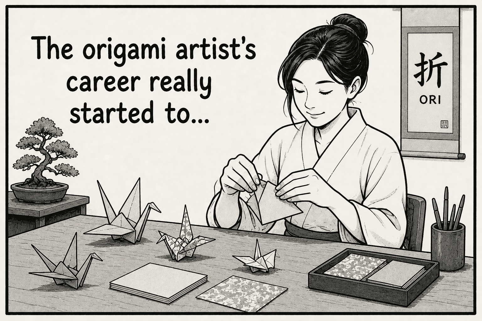 Origami artist illustration